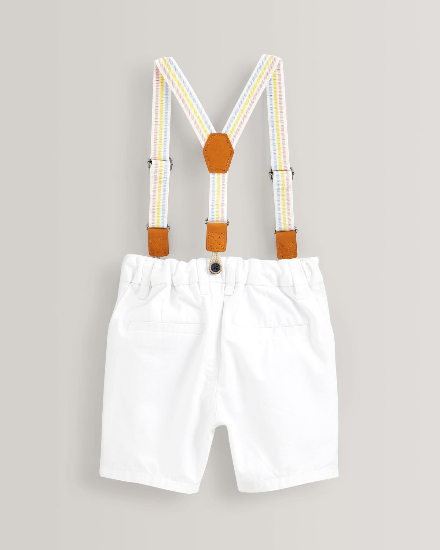 White Chino Shorts with Braces Set