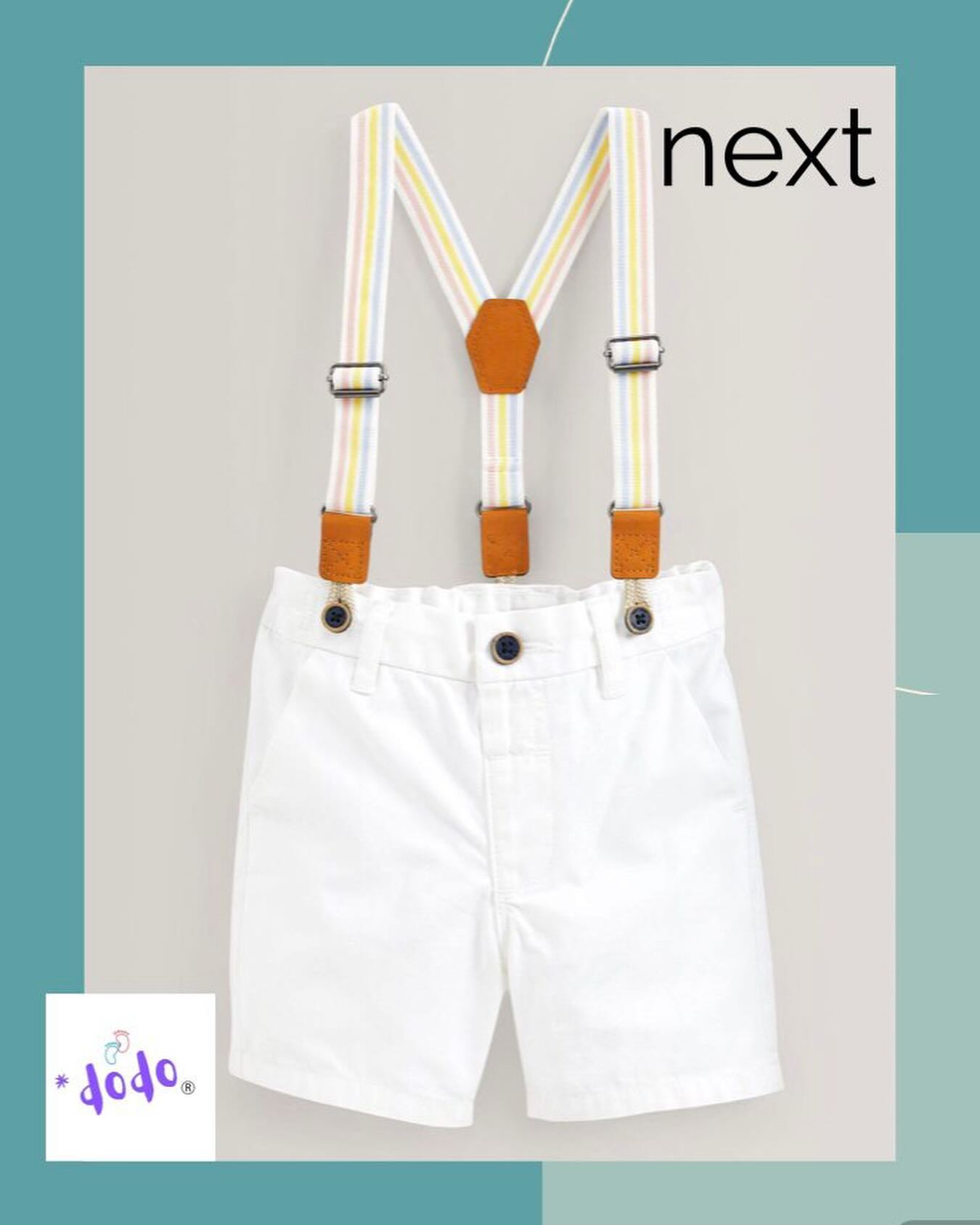 White Chino Shorts with Braces Set