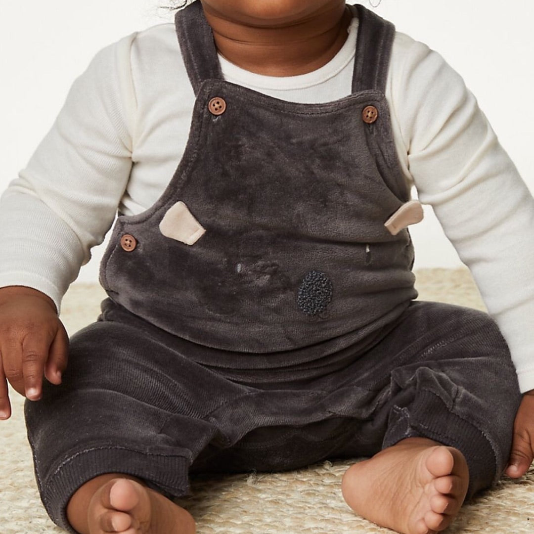 Kola Velour Dungaree & Bodysuit set.