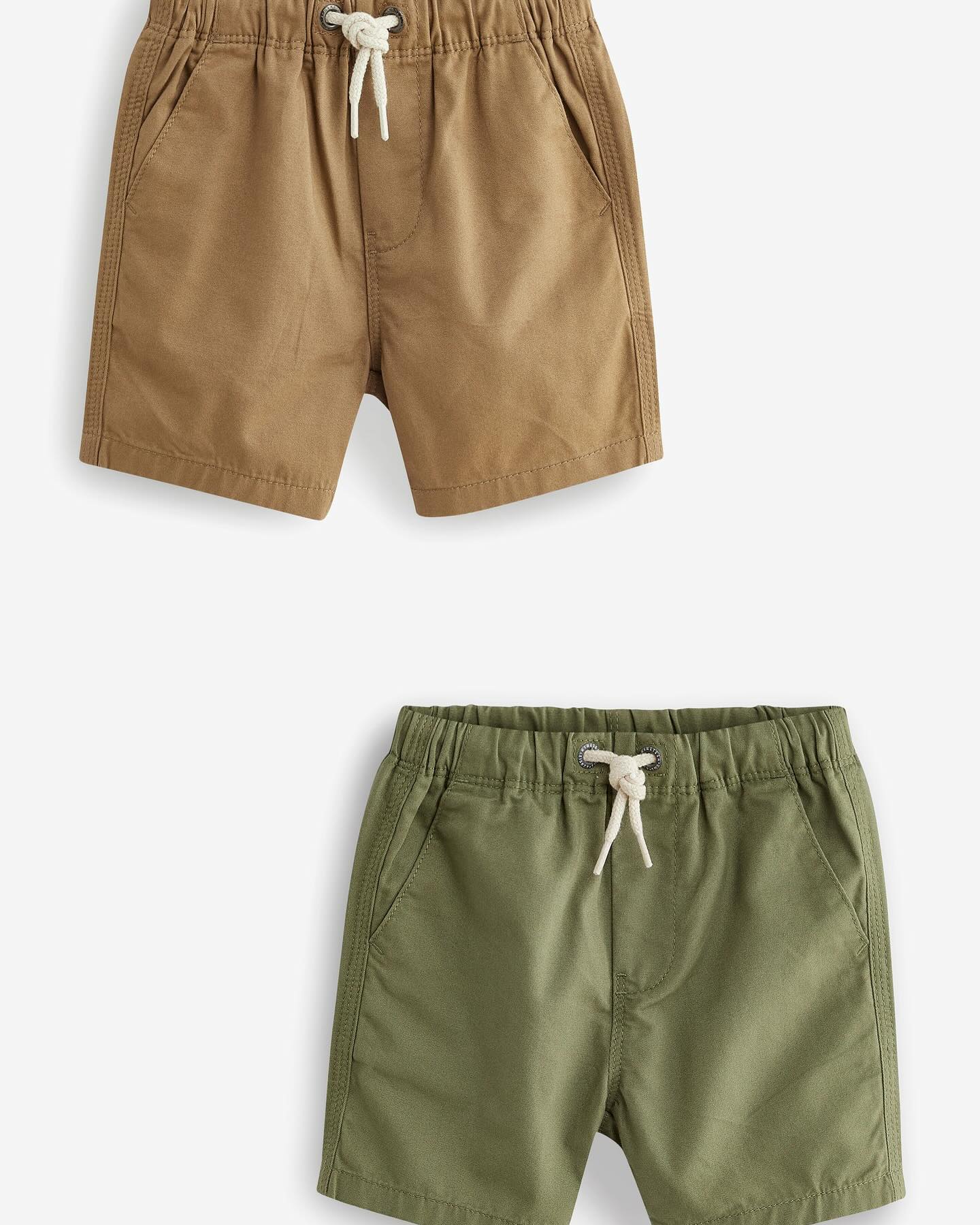 Khaki Green/Tan Brown Pull on Shorts 2 Pack