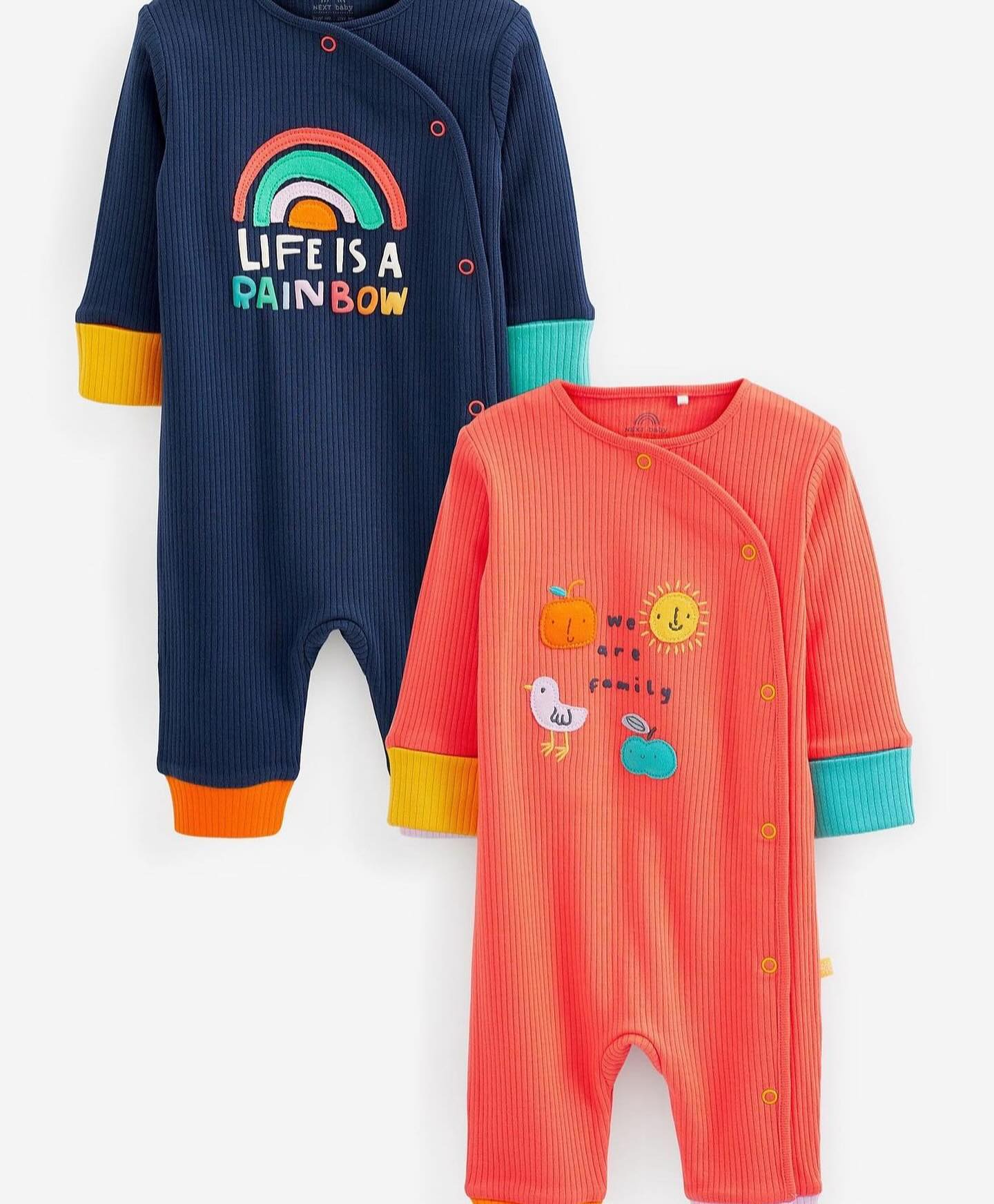 Orange/ Navy Appliqué Sleep suit 2 Pack