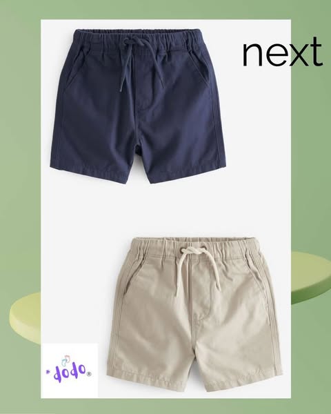 Navy Blue/Stone Cream Pull on Shorts 2 Pack