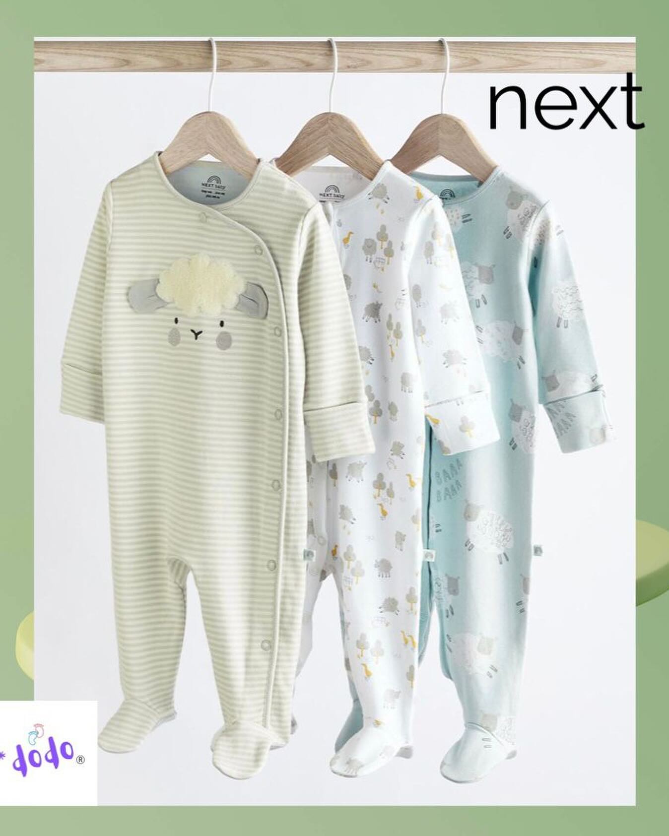 Grey Sheep Appliqués Sleep suit 3 Pack