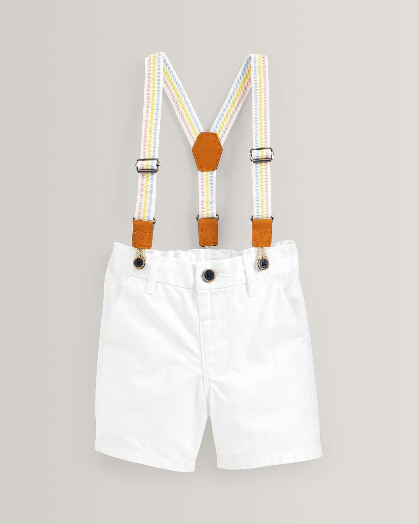 White Chino Shorts with Braces Set