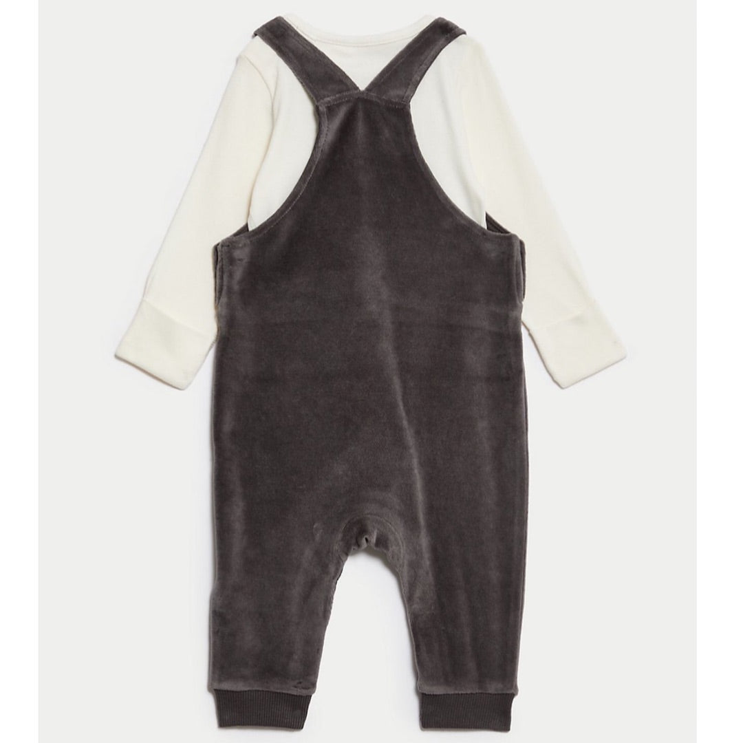 Kola Velour Dungaree & Bodysuit set.