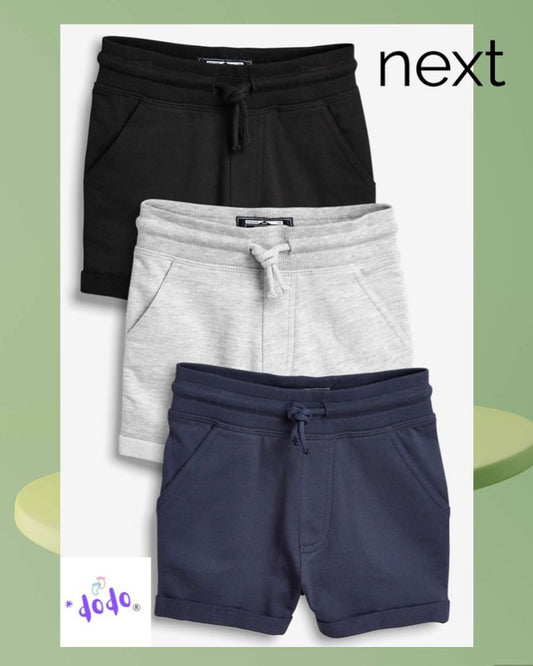 Navy, Black, Grey Shorts 3 Pack