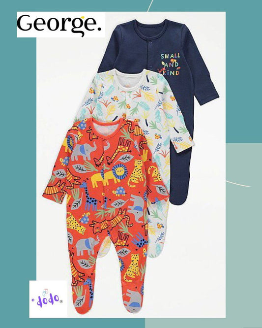 Bright Safari Sleepsuit 3 Pack Set