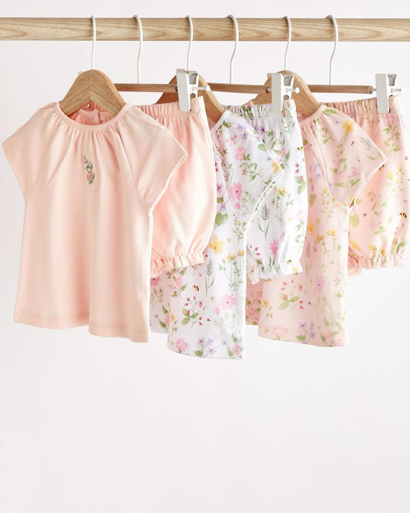 Pale Pink Floral Shirt & Shorts 6 Pack Set