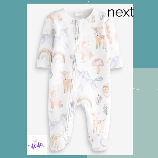 White Fleece Lined Sleepsuit.