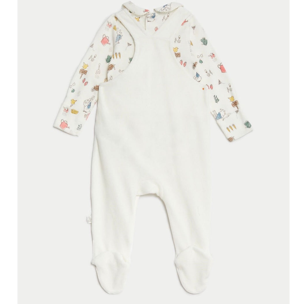 Peter Rabbit Velour Dungarees set.