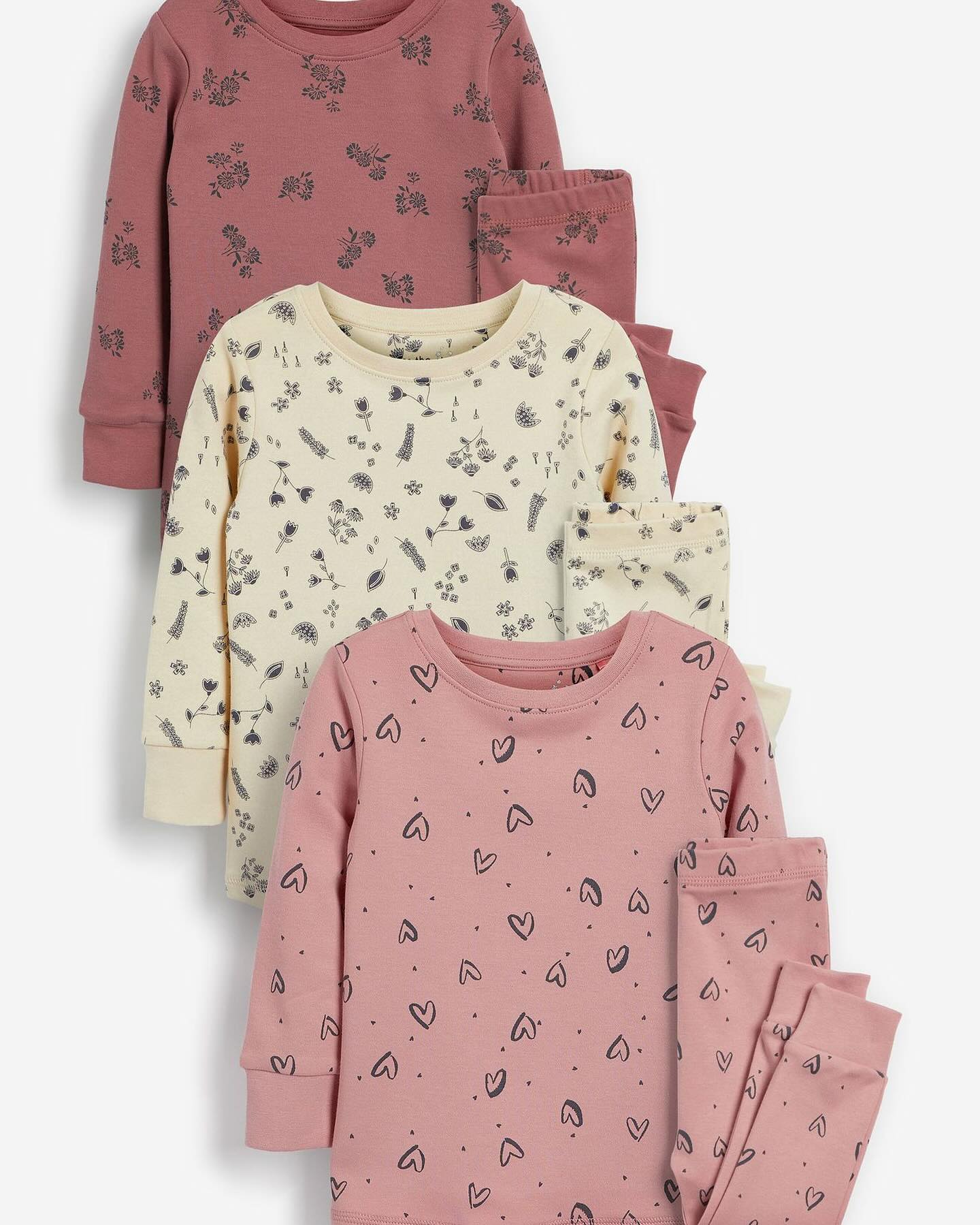 Pink/Cream Characters Pyjamas 3 Pack