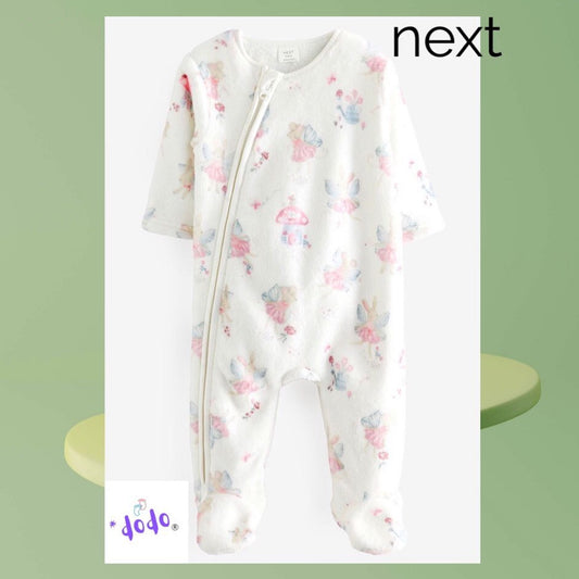 White Fairy Fleece Zipper Sleepsuit.