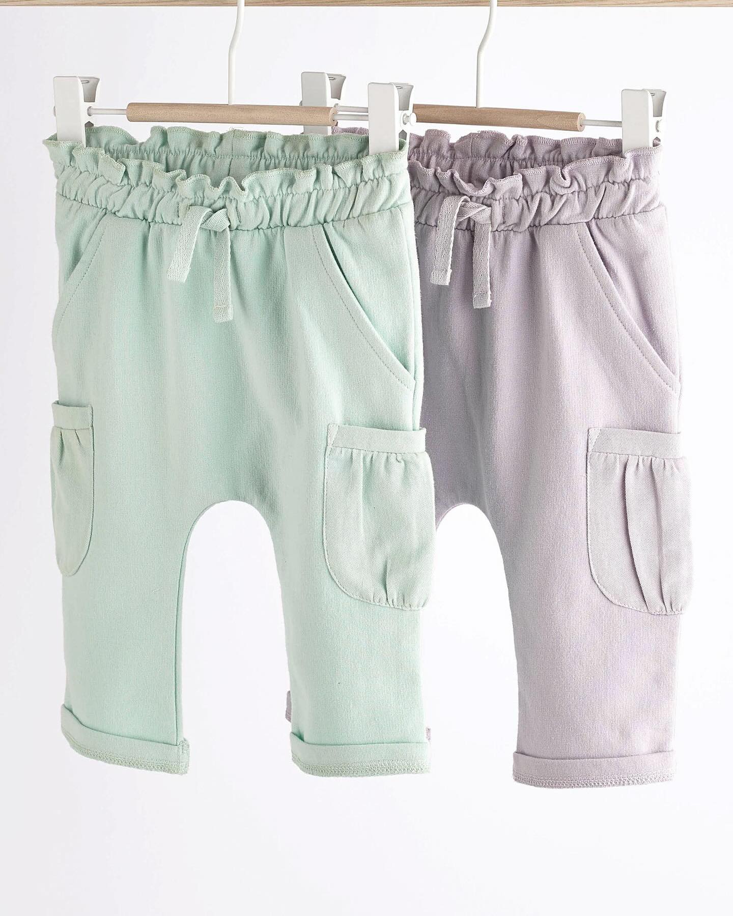 Lilac Purple/ Mint Green Cargo Joggers 2 Pack Set