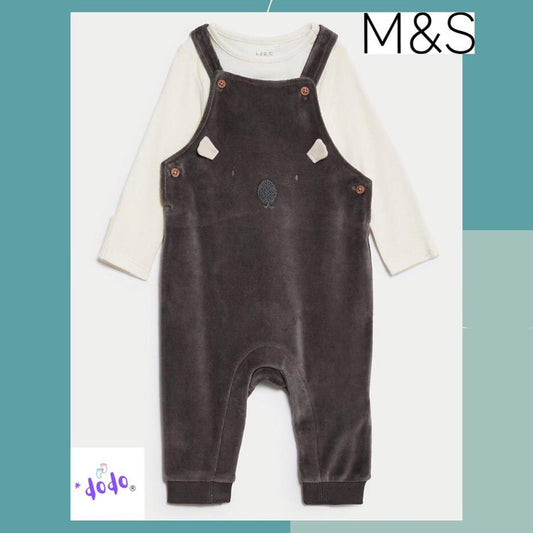 Kola Velour Dungaree & Bodysuit set.