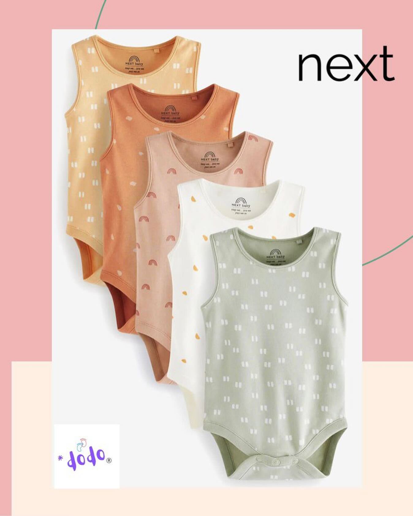 Printed Vest Bodysuit 5 Pack