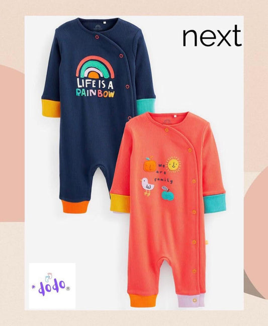 Orange/ Navy Appliqué Sleep suit 2 Pack