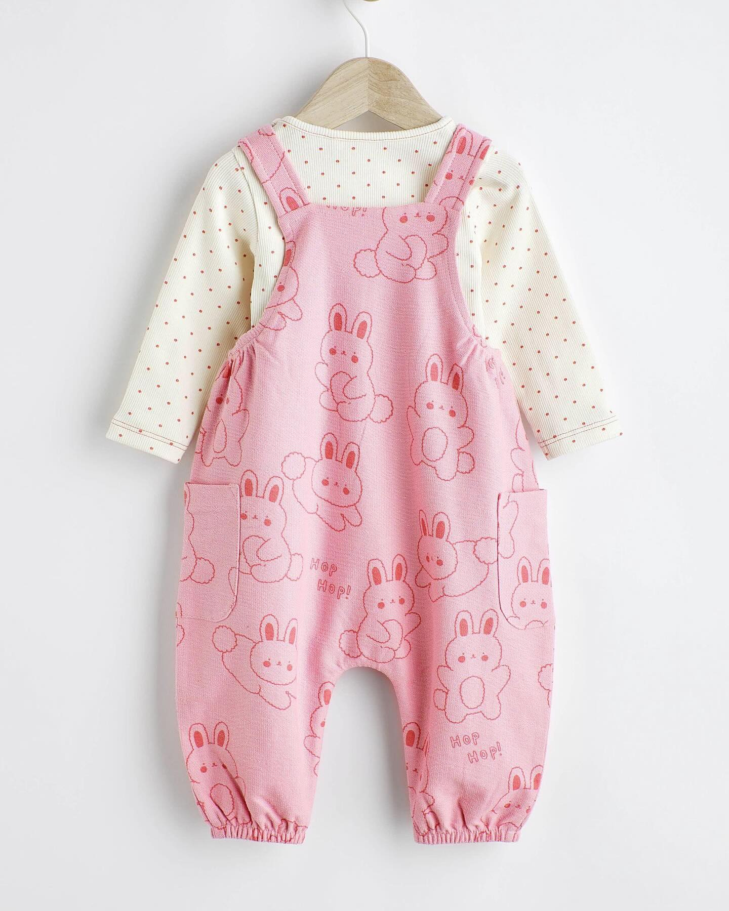 Pink Bunny’s Dungarees & Bodysuit Set