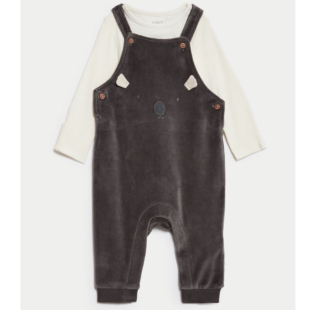 Kola Velour Dungaree & Bodysuit set.