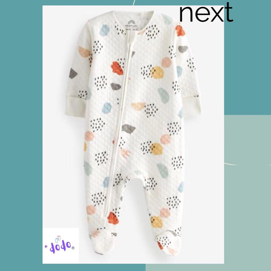 White Characters Quilted Sleepsuit