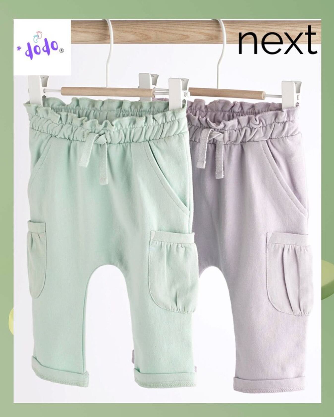 Lilac Purple/ Mint Green Cargo Joggers 2 Pack Set