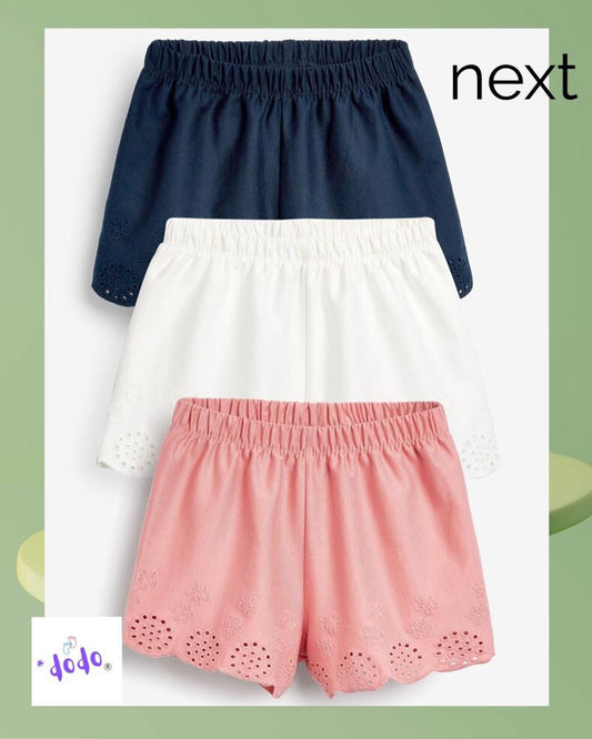 Multi Broderie Shorts 3 Pack