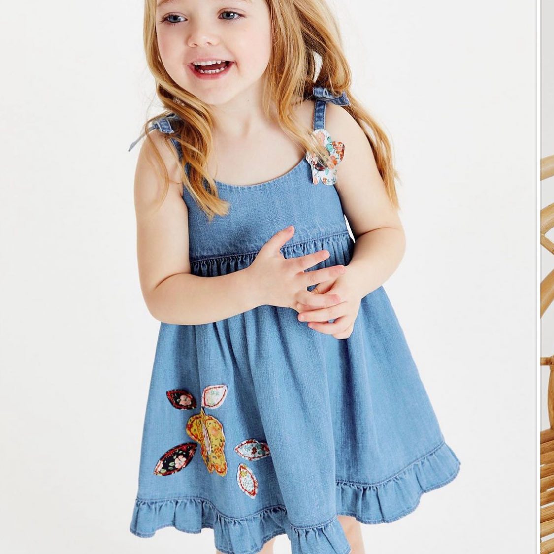 Denim Patchwork Frilled Dress