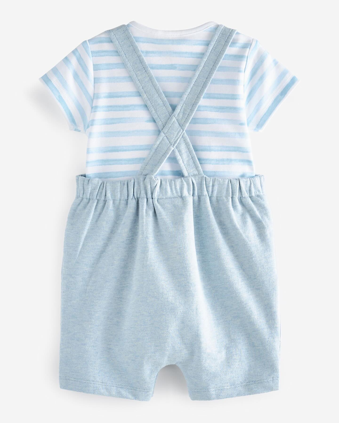 Blue Appliqué Boat Dungarees & Bodysuit Set