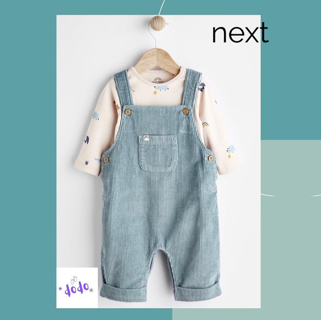 Blue cord Dungarees set.