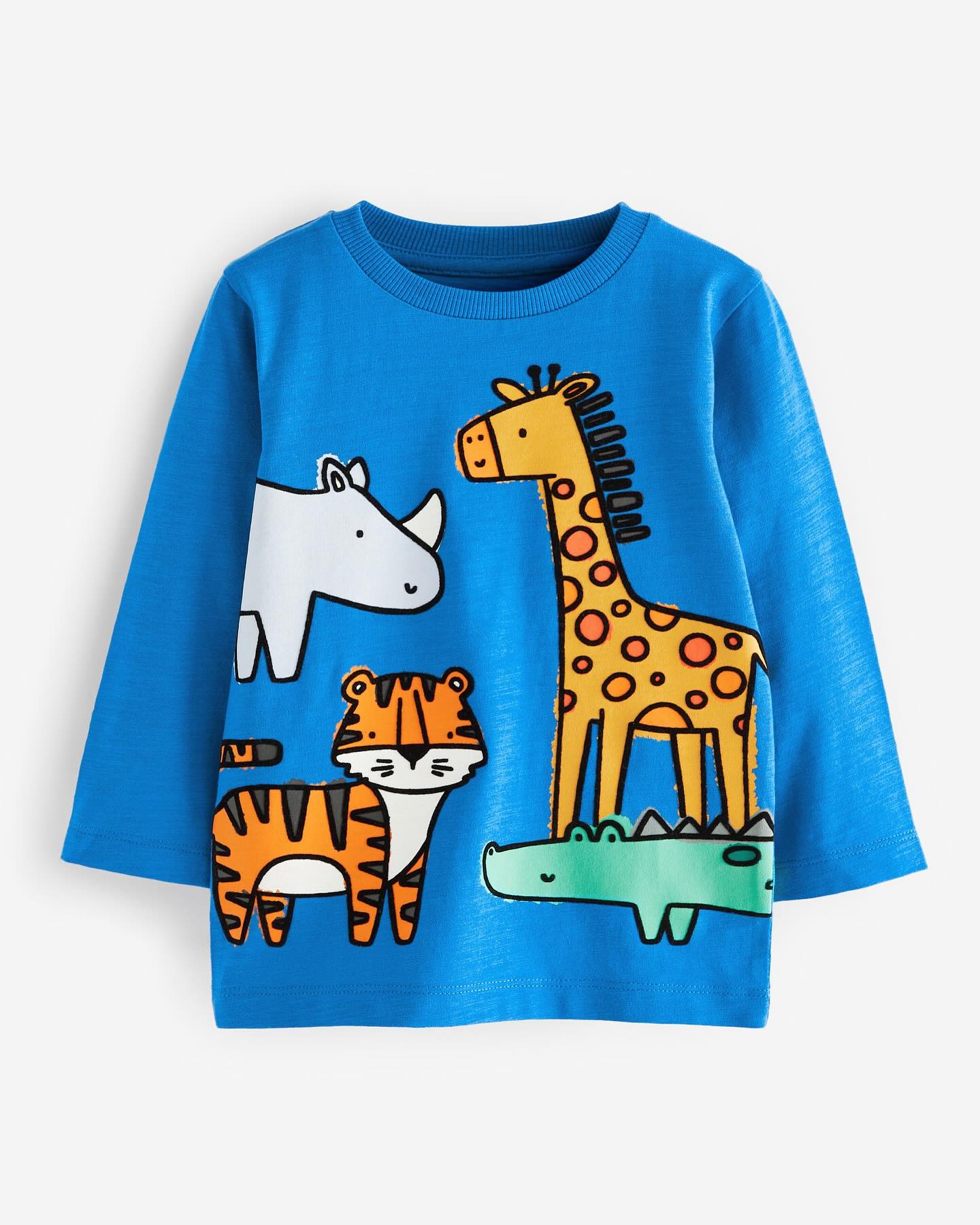 Blue/ Orange Safari Animals Shirts 3-Pack Set