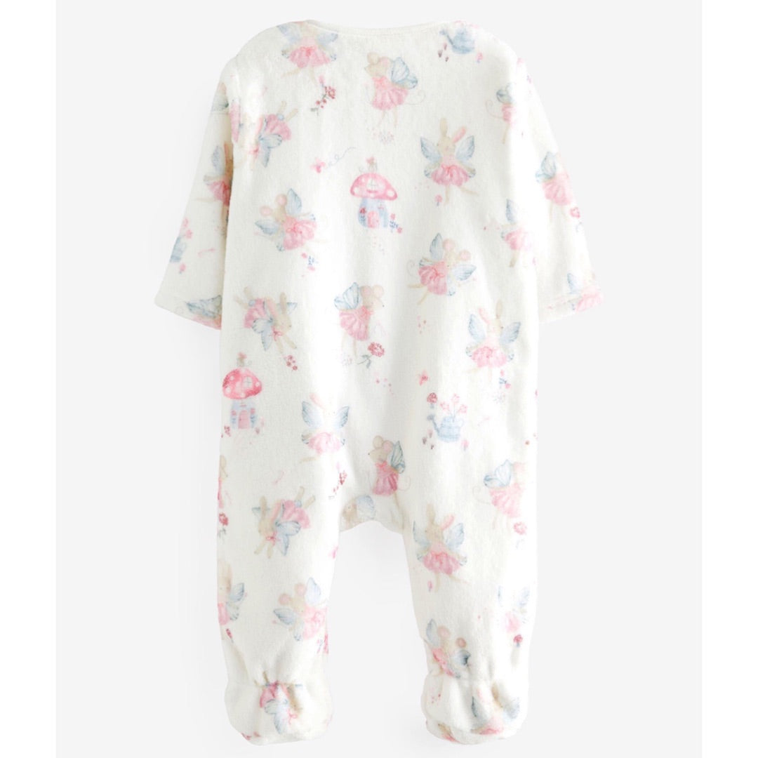 White Fairy Fleece Zipper Sleepsuit.