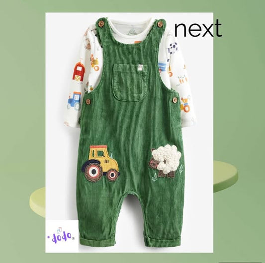 Green cord Dungarees set.