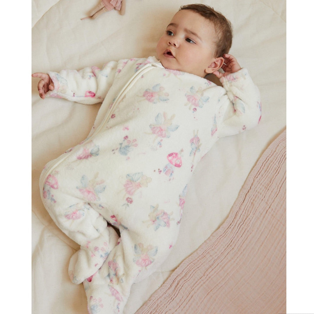 White Fairy Fleece Zipper Sleepsuit.