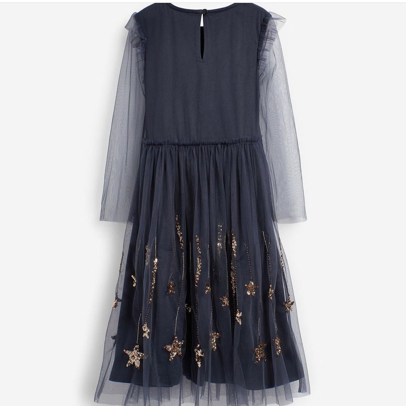 Navy Blue Sparkle Embroidered Occasion Dress