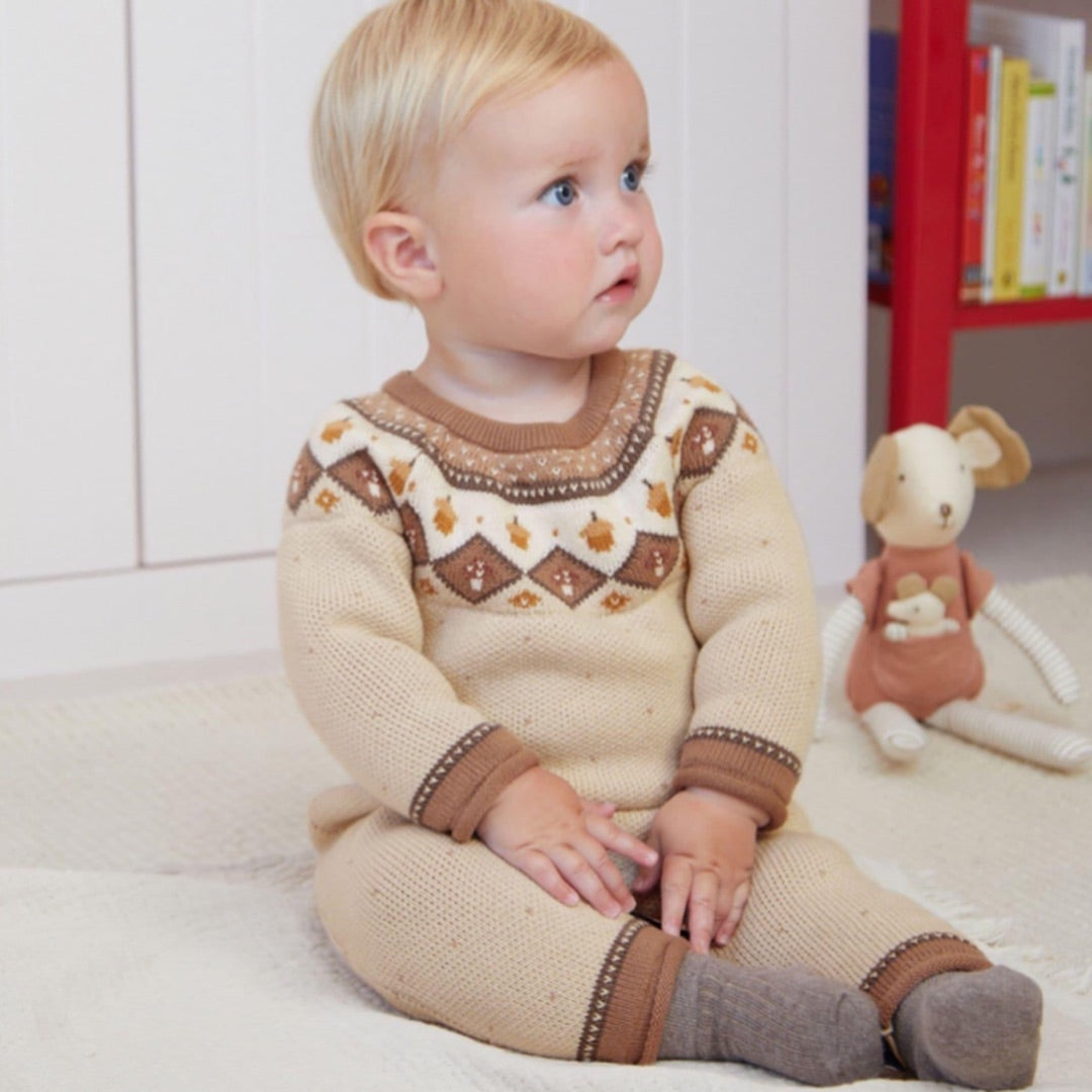 Tan Brown Knitted Romper.