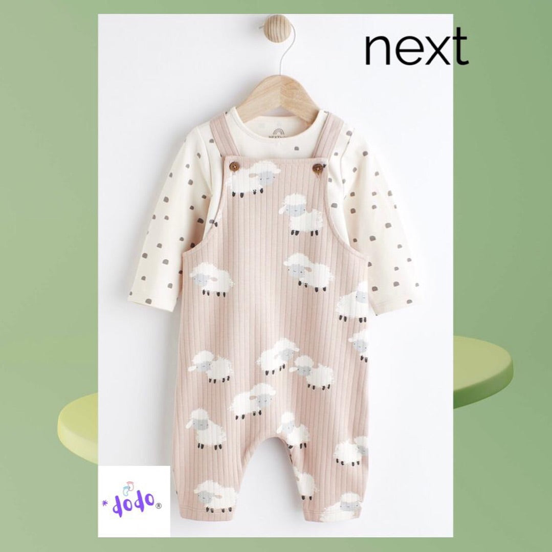 Sheep Dungarees & bodysuit Set.