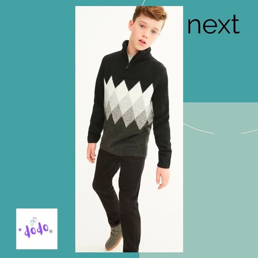 Black Argyle Knitted Sweater