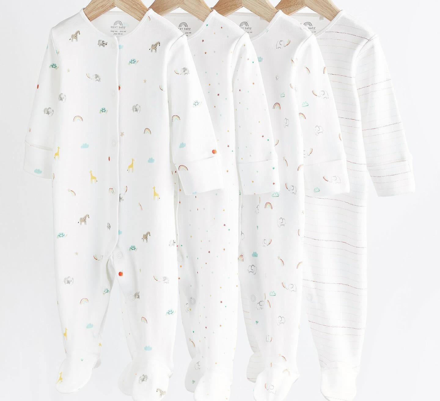 White Bright Sleepsuit 4 Pack.