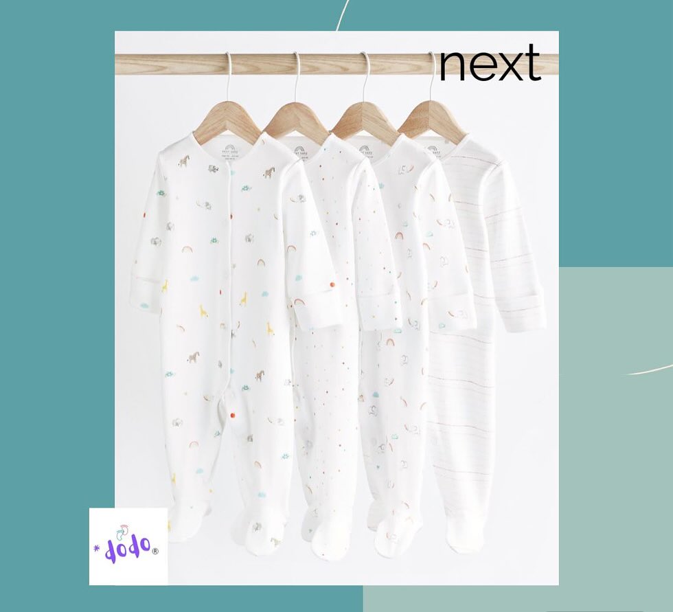 White Bright Sleepsuit 4 Pack.