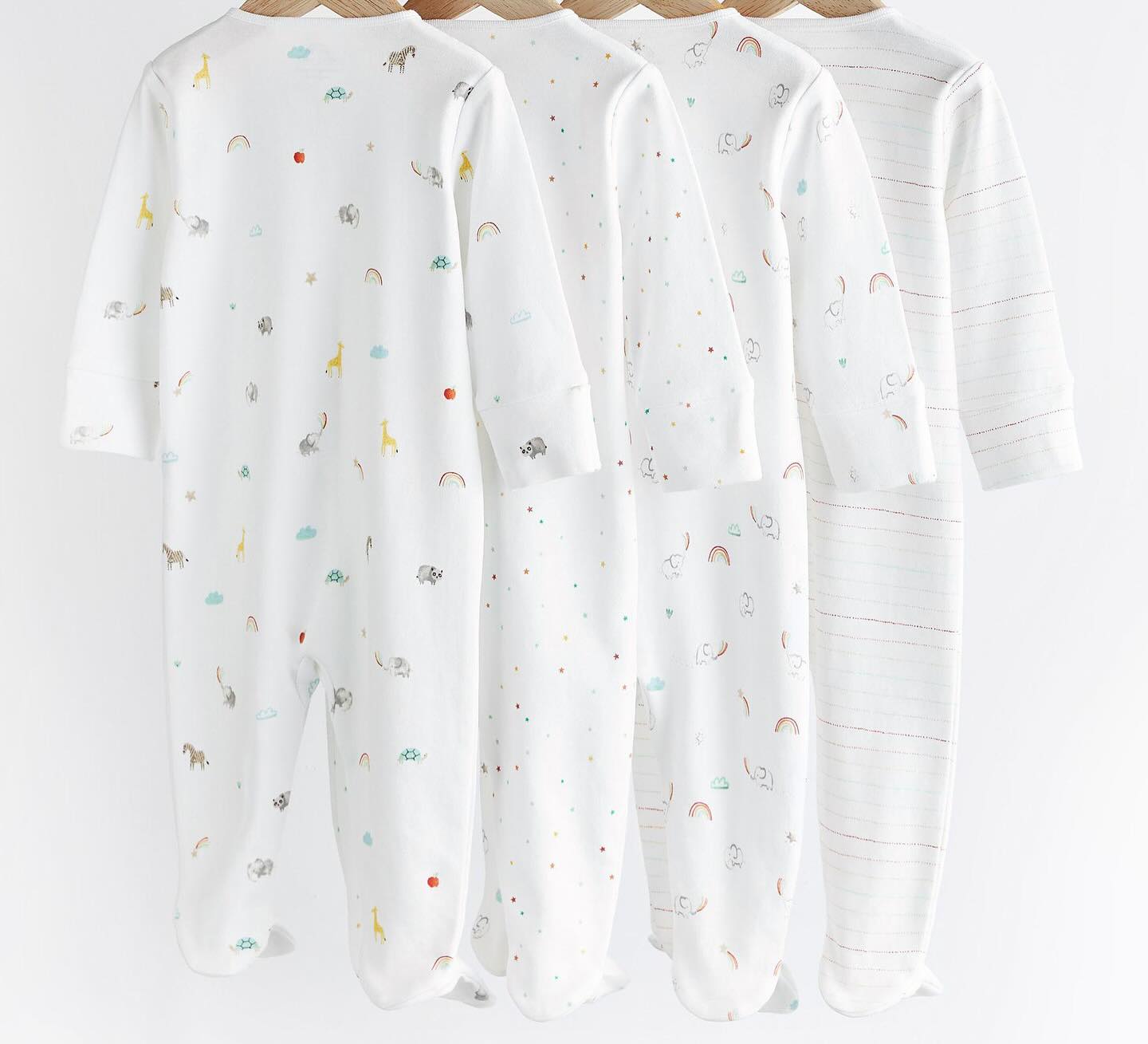 White Bright Sleepsuit 4 Pack.