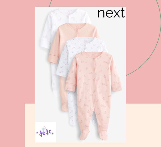 Pale Pink Floral Sleepsuit 3 Pack