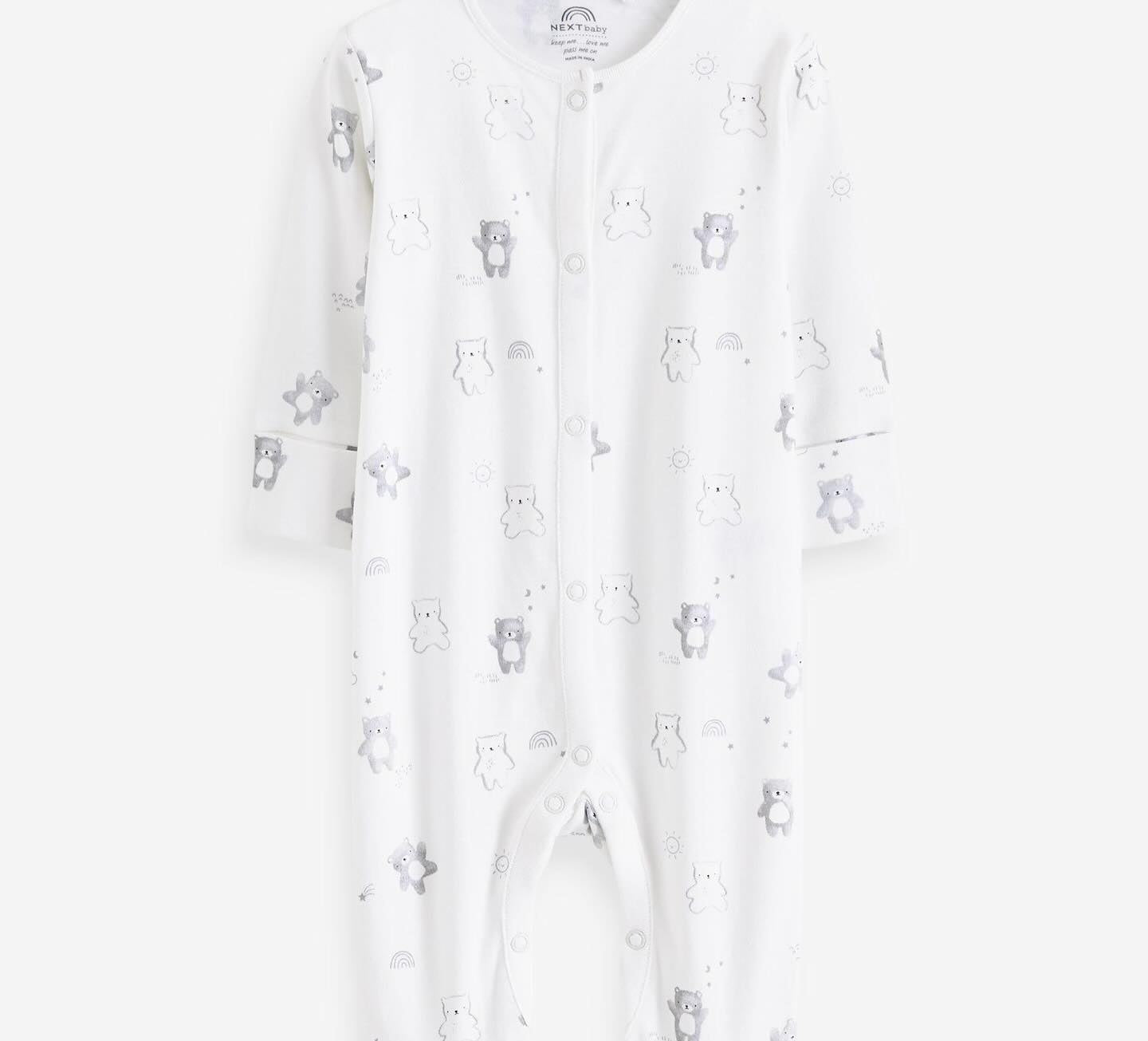 Monochrome Bear Appliqué Sleepsuit 3 Pack