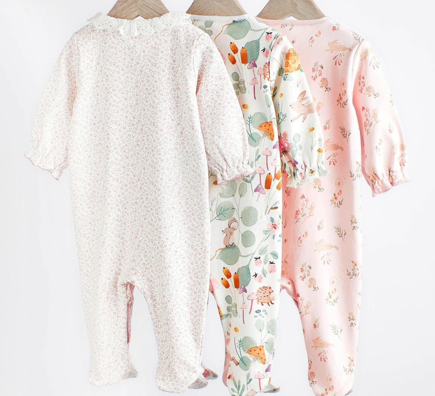 Pink Bunny Floral Sleepsuit 3 Pack