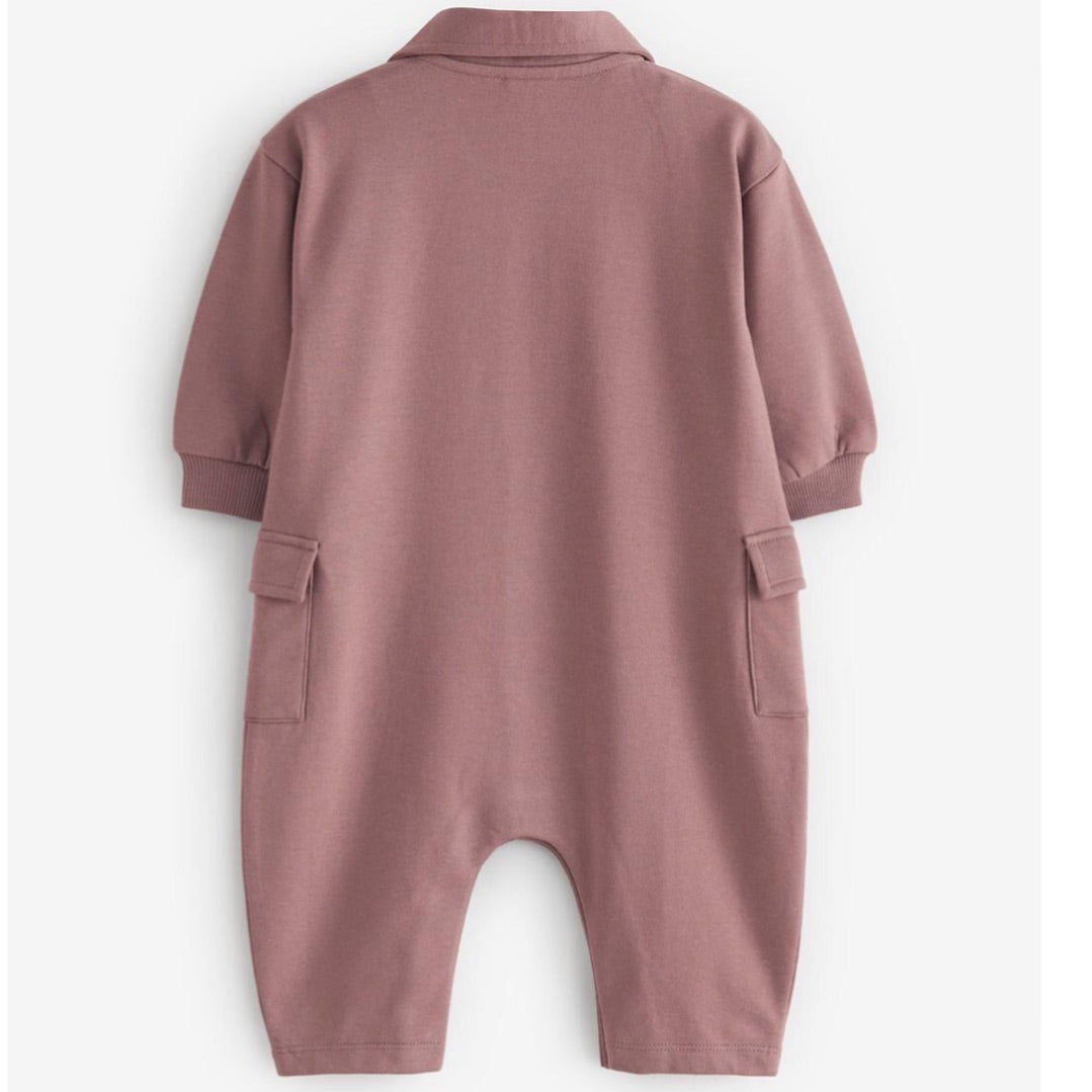 Mauve Utility Sweat Jersey Fleece lined Romper