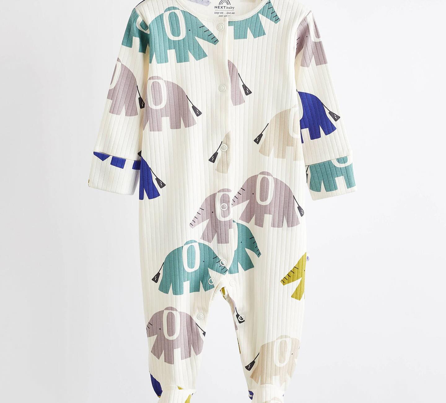 Elephant Printed Sleepsuit 4 Pack Set