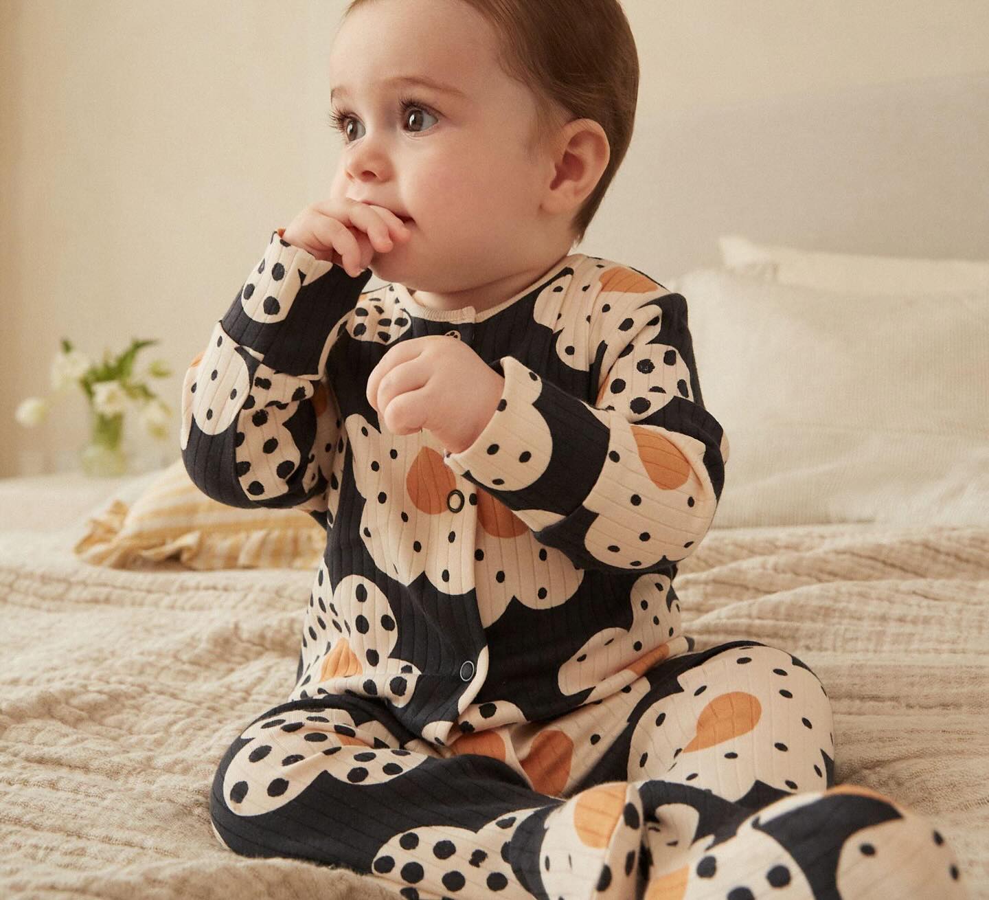 Floral Neutral/ Grey/ Black Printed Sleepsuit 3 Pack