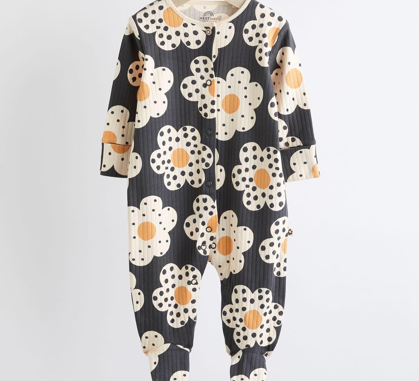 Floral Neutral/ Grey/ Black Printed Sleepsuit 3 Pack