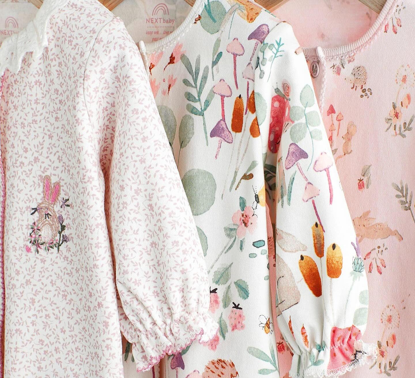 Pink Bunny Floral Sleepsuit 3 Pack