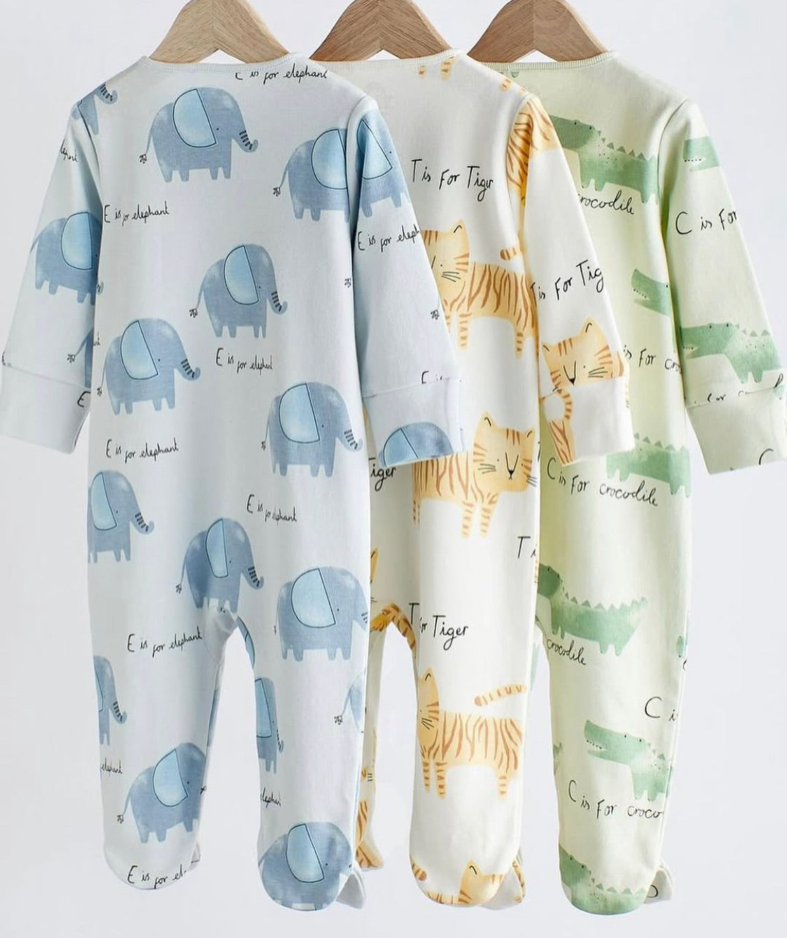 Animal Pastel Characters Sleepsuit 3 Pack Set