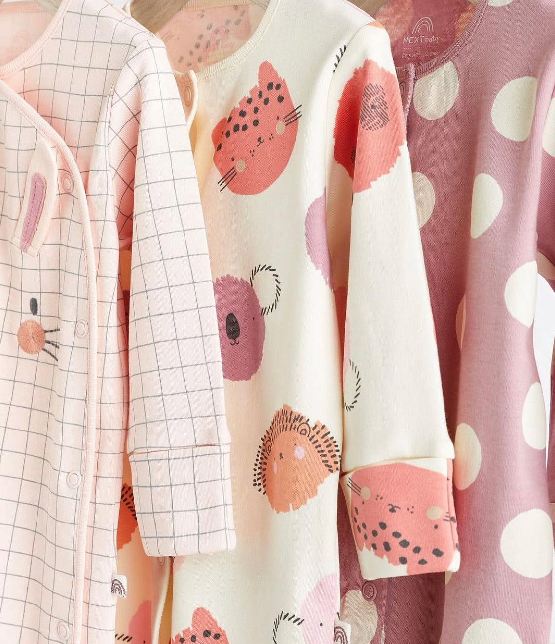 Pink Bunny Appliqué Sleep suit 3 Pack