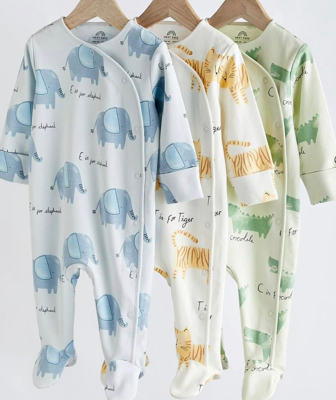 Animal Pastel Characters Sleepsuit 3 Pack Set